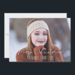 Merry Christmas, Your Photo and Family Name Holiday Card<br><div class="desc">Just add your own photo for a beautiful holiday card with a festive holly and faux glitter gold star pattern on the back.</div>