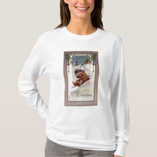 Merry ChristmasCouple Sledding T-Shirt