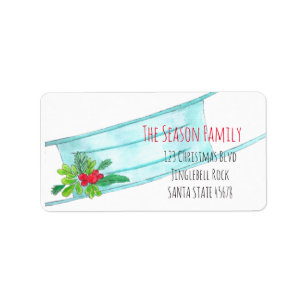 Merry Christmask Blue Face Mask Label