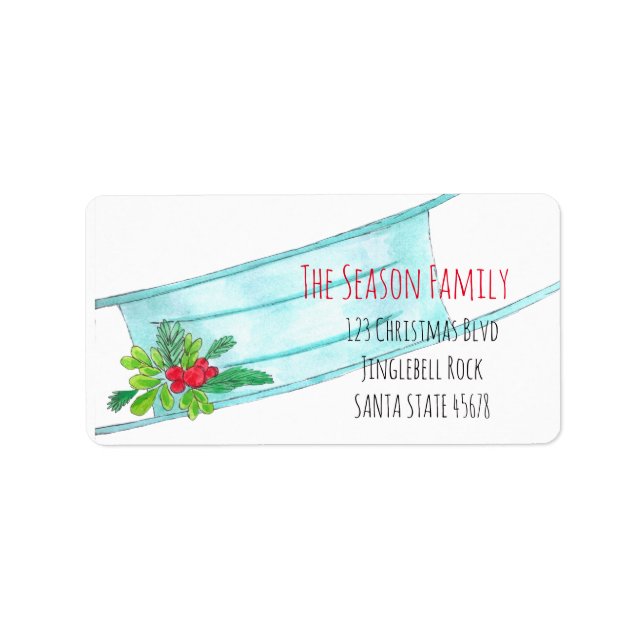Merry Christmask Blue Face Mask Label (Front)