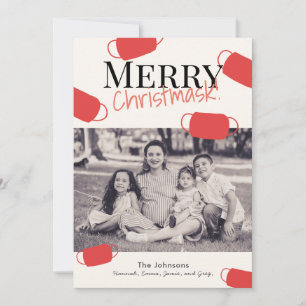 Merry Christmask Pattern Christmas Photo Card