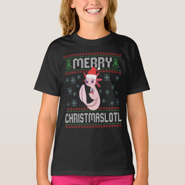 Merry Christmaslotl Cute Axolotl Ugly Sweater Gift (Front)