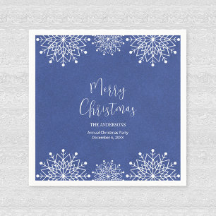 Merry Christmass Snowflake Blue Paper Napkin