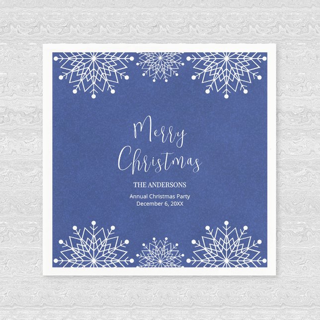 Merry Christmass Snowflake Blue Paper Napkin (Creator Uploaded)