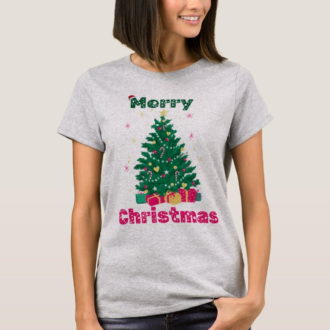 Merry Christmast Grey T-shirt for Women (Front)