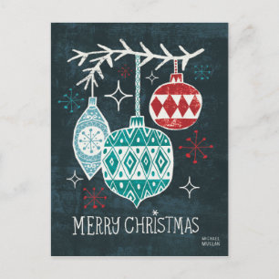 Merry Christmastime Ornaments Holiday Postcard