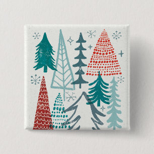 Merry Christmastime Trees 15 Cm Square Badge