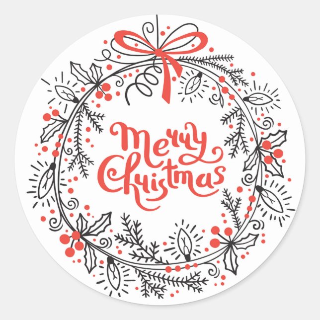 Merry ChristmasWreath Sticker (Front)
