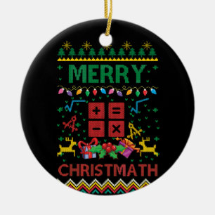 Merry Christmath Christmas Sweater Math Teacher Ceramic Tree Decoration