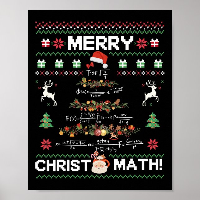 Merry Christmath Funny Christmas Math Tree Student Poster (Front)