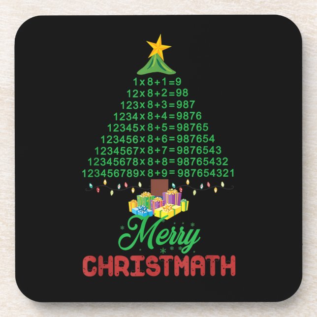 Merry Christmath Funny Math Christmas Tree Xmas Gi Coaster (Front)