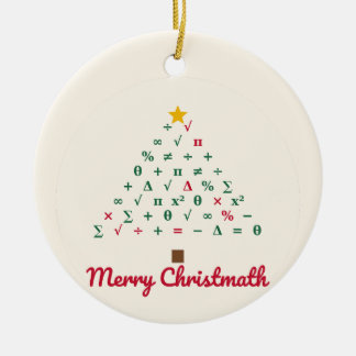 Merry Christmath Funny Math Teacher Christmas Orna Ceramic Tree Decoration