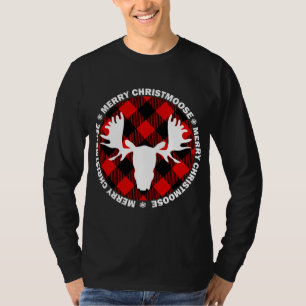 Merry Christmoose Buffallo Plaid. Funny Moose Chri T-Shirt