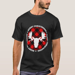 Merry Christmoose Buffallo Plaid Funny Moose Chris T-Shirt