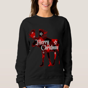 Merry Christmoose. Buffalo Plaid Gift Moose Christ Sweatshirt