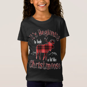 Merry Christmoose Buffalo Plaid Red Moose for Chri T-Shirt