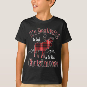Merry Christmoose Buffalo Plaid Red Moose for Chri T-Shirt