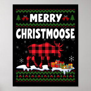 Merry Christmoose Christmas Moose Lover Xmas Holid Poster