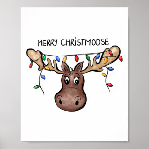 Merry Christmoose Christmas Moose Xmas Lover Holid Poster