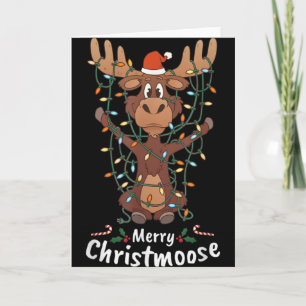 Merry Christmoose Christmas Moose Xmas Tree Lights Card