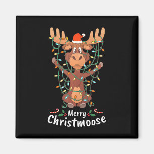 Merry Christmoose Christmas Moose Xmas Tree Lights Magnet