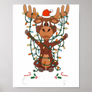 Merry Christmoose Christmas Mooses Xmas Tree Light Poster