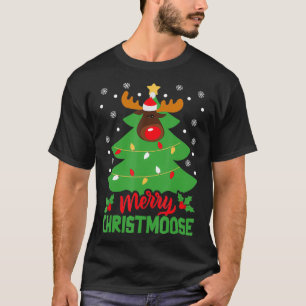 Merry Christmoose Christmas Tree Moose Xmas Pajama T-Shirt