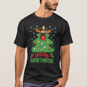 Merry Christmoose Christmas Tree Moose Xmas Pajama T-Shirt