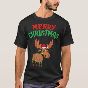 Merry Christmoose Christmas Xmas Moose Santa Hat M T-Shirt