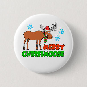 Merry Christmoose Cute Holiday Pun 6 Cm Round Badge