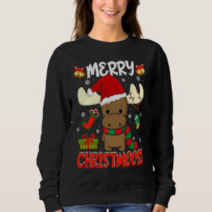 Merry Christmoose Cute Santa Moose Reindeer Family Sweatshirt