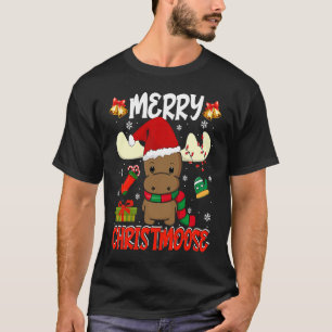 Merry Christmoose Cute Santa Moose Reindeer Family T-Shirt
