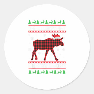 Merry Christmoose Family Pyjamas Moose Classic Round Sticker