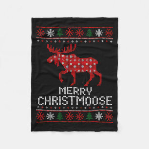 Merry Christmoose Funny Christmas Moose Sweater An Fleece Blanket