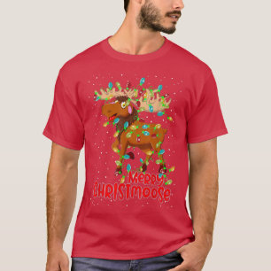 Merry Christmoose Funny Christmas Moose Xmas Tree T-Shirt