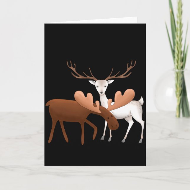 Merry Christmoose Happy New Deer T Shirt  Card (Front)