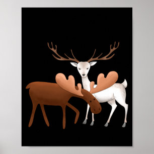 Merry Christmoose Happy New Deer T Shirt  Poster