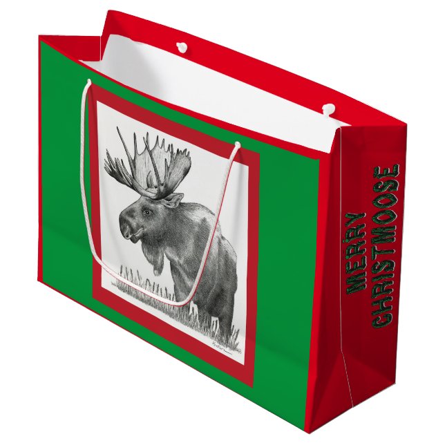 Merry Christmoose Large Gift Bag (Front Angled)