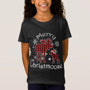 Merry Christmoose Moose Buffalo Red Plaid Christma T-Shirt
