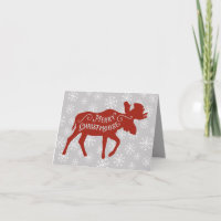 Merry Christmoose Red Christmas Moose Snowflakes