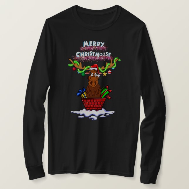 “Merry Christmoose” Santa Moose T-shirt (Design Front)