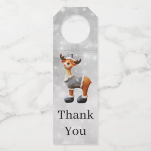 Merry Christmoose wearing a hat   Bottle Tag