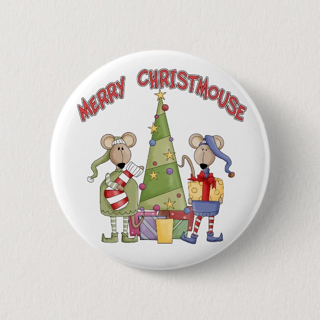 Merry Christmouse 6 Cm Round Badge (Front)