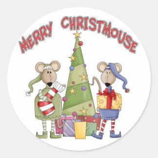 Merry Christmouse Classic Round Sticker