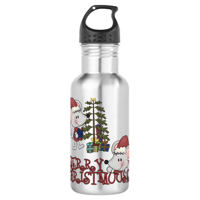Merry Christmouse With Tree 710 Ml Water Bottle (Front)