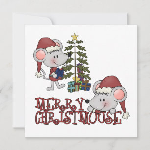 Merry Christmouse With Tree Holiday Card