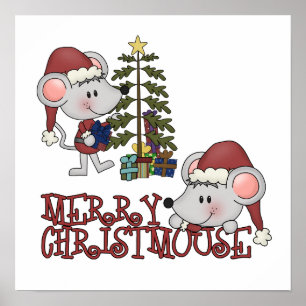 Merry Christmouse With Tree Poster