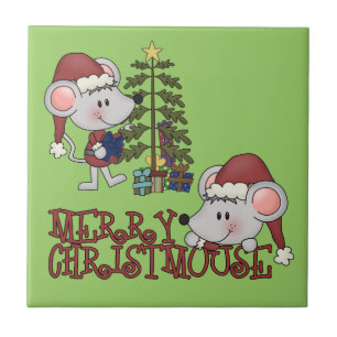 Merry Christmouse With Tree Tile