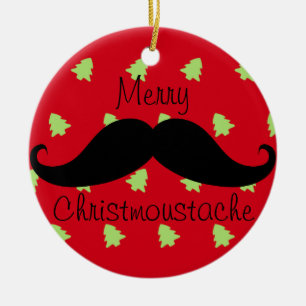 Merry Christmoustache Ornament Round