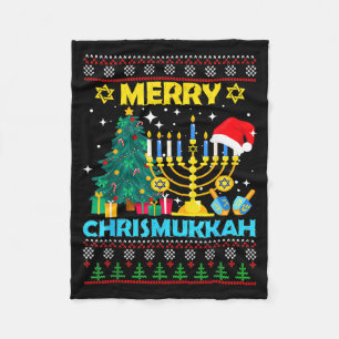Merry Christmukkah Hanukkah Christmas Tree Xmas Fa Fleece Blanket